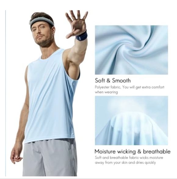 Haimont Men's Sleeveless Athletic Moisture Wicking UPF 50 Sleeveless Muscle Tee - Picture 10 of 11